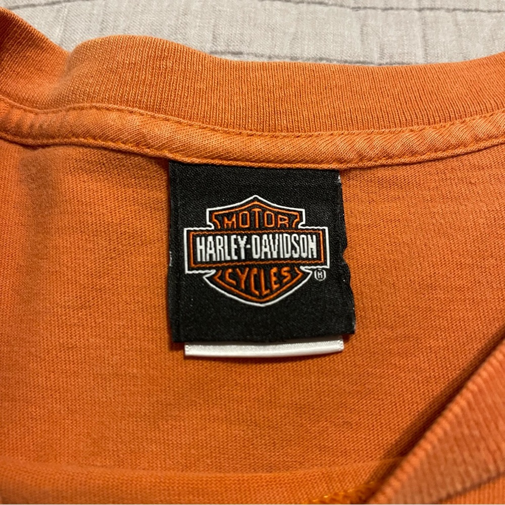 Harley Davidson Men's Orange Ride The Plank Grand Cayman Short Sleeve Shirt 2XL - Picture 2 of 9